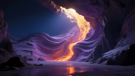 奇幻洞穴光束映水