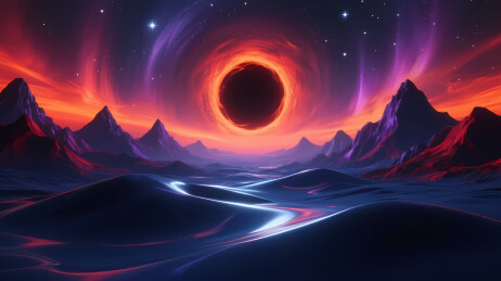 神秘山脉洞穴星空