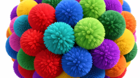 彩色毛绒球簇