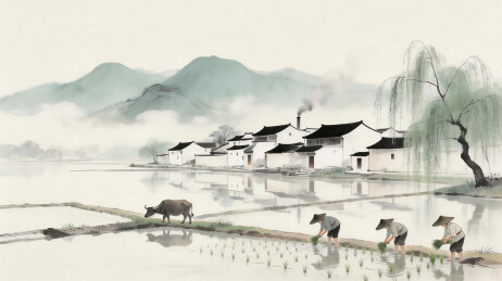 中国传统乡村田园劳作图