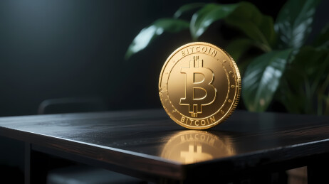 金色比特币静物