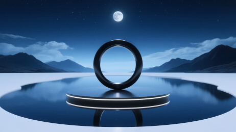 黑环静置月夜山巅