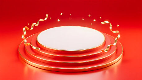 红色渐变圆形展台层层递进极具美感