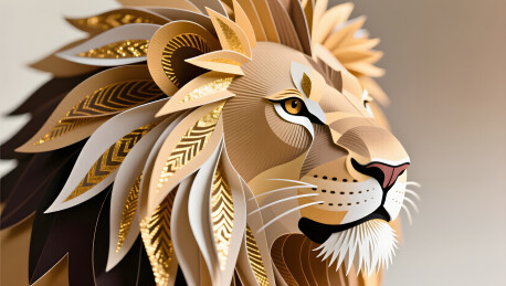 舞狮剪纸特写镜头展现纸张纤维