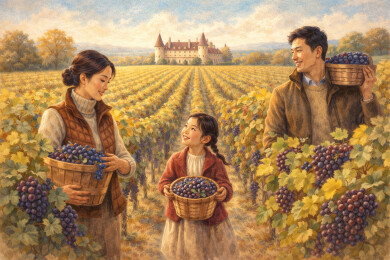 波尔多酒庄葡萄采摘