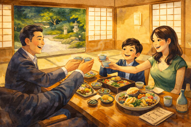 料亭里的家族晚宴时刻