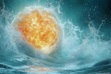 撞击水面的橙色光球