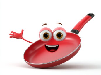  一口拟人化卡通平底锅