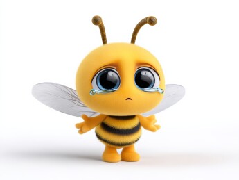  一只伤心难过的卡通蜜蜂
