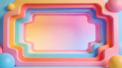 马卡龙色3D立体边框