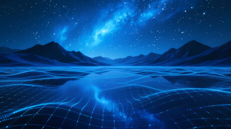星空下的波浪山脉