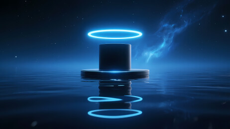 发光蓝环配黑圆柱