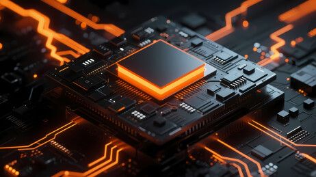 橙光芯片科技感特写