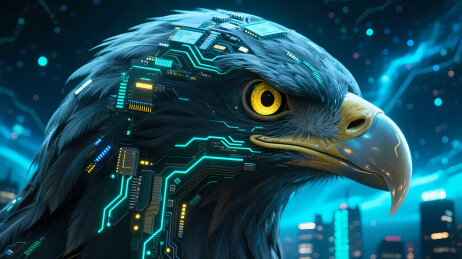 科技感蓝鹰与电路城市