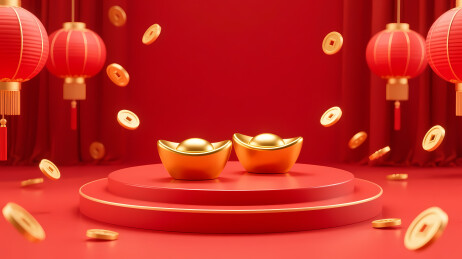 喜庆富贵红色年画