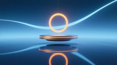 发光橙环悬浮金台