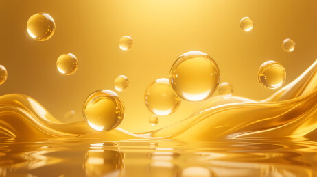 金色液滴悬浮特写