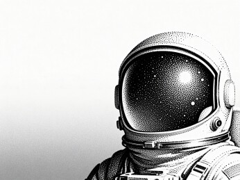 宇航员头盔特写黑白插画