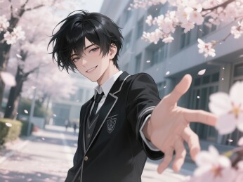 樱花树下穿校服的少年