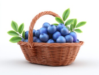  装着蓝莓的竹篮子
