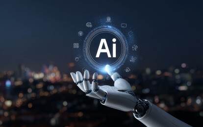 机械手臂触碰AI图标