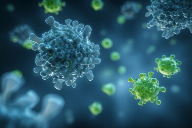 病毒颗粒显微渲染特写