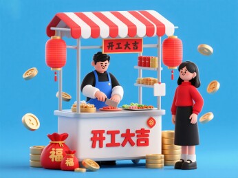 摊贩人物销售新年食物