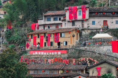 浙江丽水松阳陈家铺村山地古村风光
