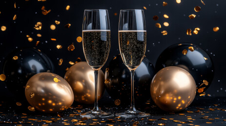 气球旁的香槟杯