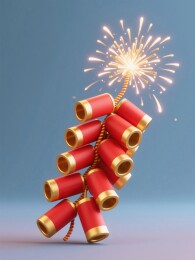 鞭炮点燃金色光芒