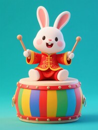 兔子敲鼓喜庆热闹