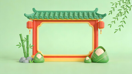国潮风中式灯笼边框