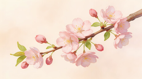 淡粉樱花枝头绽放