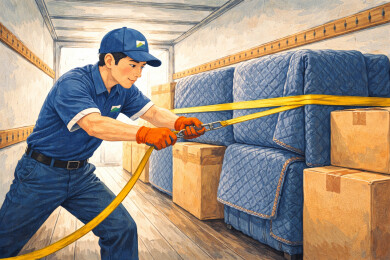 车厢内绑带固定沙发