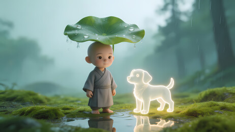 梦幻森林小和尚与光犬