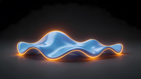 蓝色波浪橙晕黑背景