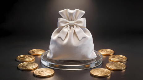 白色礼袋配金箔硬币