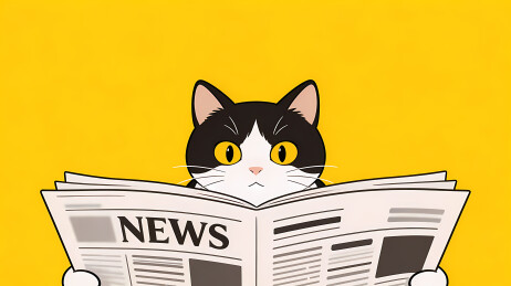 猫咪拿报纸看新闻