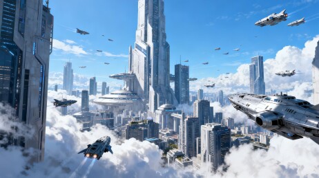 未来都市科幻感科技城市背景