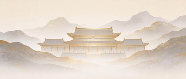 金殿云山新中式国潮主视觉背景