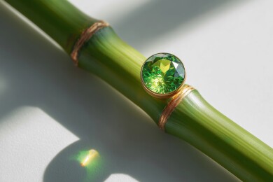 清新治愈镶嵌宝石的绿色竹子3D卡通立体场