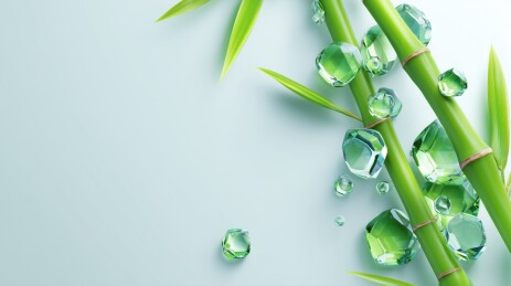 清新治愈镶嵌宝石的绿色竹子3D卡通立体场