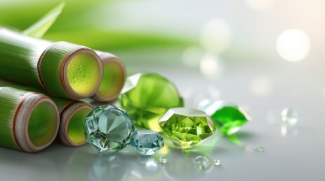 清新治愈镶嵌宝石的绿色竹子3D卡通立体场