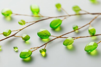 宝石镶嵌的绿色植物柳树枝3D卡通立体场景