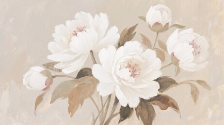 水墨风格白花插画