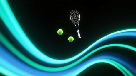 网球与球拍插画