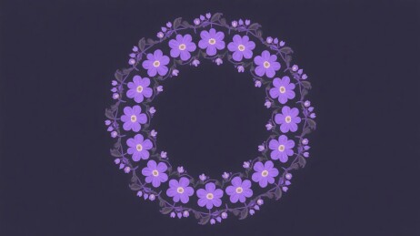 紫色花环插画