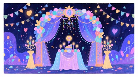 梦幻宴会场景插画