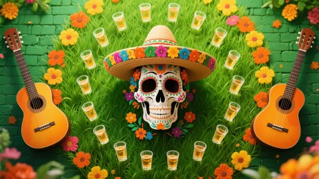 墨西哥文化骷髅插画