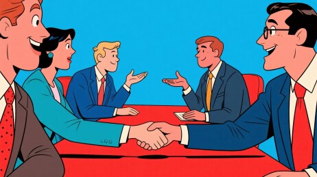 商务谈判握手插画